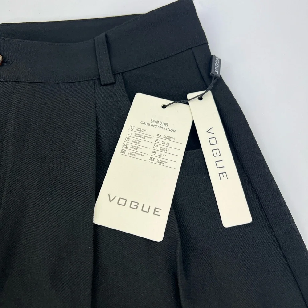 VOGUE STYLING WIDE LEG PANTS, JET BLACK COLOR, XL SIZE, 2 POCKETS IN FRONT